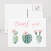 Postale Carte de remerciements de cactus vert rose pour Ba (Devant / Derrière)
