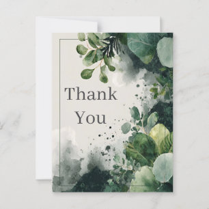 Postale Carte de remerciements de feuillage vert aquarelle