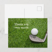 Postale Carte de remerciements de golf avec balle de golf (Devant / Derrière)