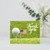 Postale Carte de remerciements de golf avec drapeau d'Amér (Debout devant)