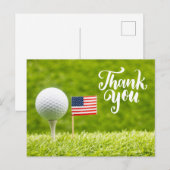 Postale Carte de remerciements de golf avec drapeau d'Amér (Devant / Derrière)