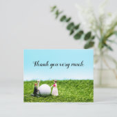 Postale Carte de remerciements de golf avec mariée et mari (Debout devant)