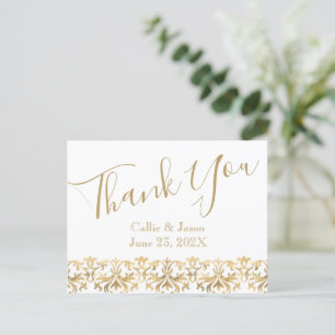 Postale Carte de remerciements de lettres or fantaisie