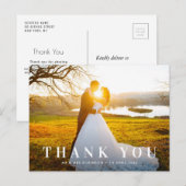 Postale carte de remerciements de mariage de texte blanc e (Devant / Derrière)