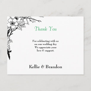 POSTALE CARTE DE REMERCIEMENTS DE MARIAGE ÉLÉGANTE