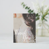 Postale Carte de Remerciements de Mariage Élégante avec Éc (Debout devant)