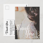 Postale Carte de Remerciements de Mariage Élégante avec Éc (Devant / Derrière)