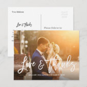 Postale carte de remerciements de mariage photo de script  (Devant / Derrière)