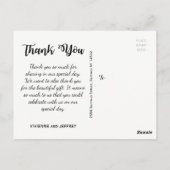 Postale Carte de remerciements de Mariage photo rustique (Dos)