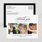 Postale Carte de remerciements de mariage simple et élégan (Devant / Derrière)