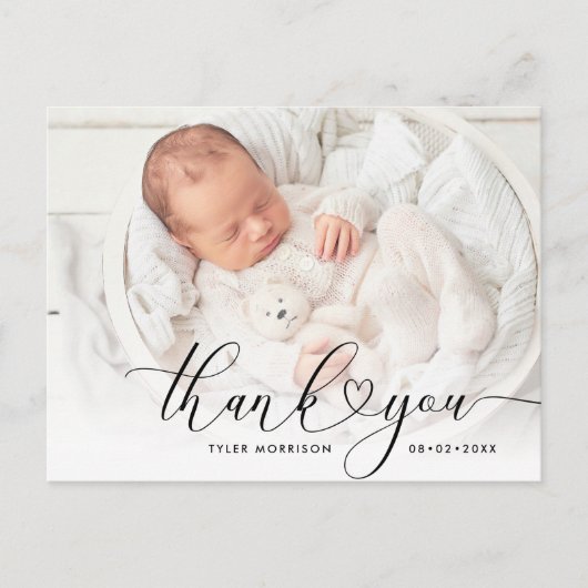 Postale carte de remerciements de script cardiaque (Devant)