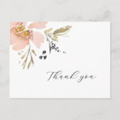 Postale Carte de remerciements de script d'aquarelle flora (Devant)