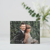 Postale carte de remerciements de script moderne main uniq (Debout devant)