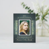 Postale Carte de Remerciements de Sympathie Turquoise Feui (Debout devant)