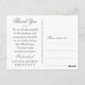 Postale Carte de Remerciements de Sympathie Turquoise Feui (Dos)