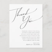 Postale Carte de remerciements de table de script minimali (Devant)