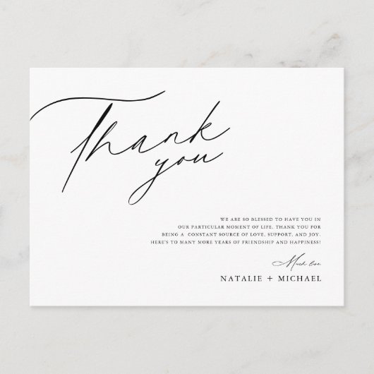 Postale Carte de remerciements de table Mariage minimalist (Devant)