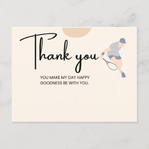 Postale Carte de remerciements de tennis pour joueur aquar