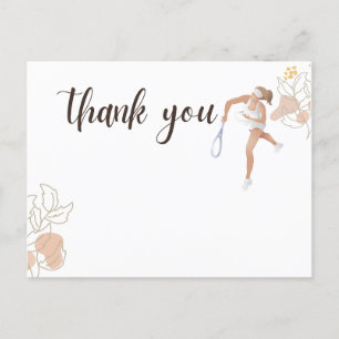 Postale Carte de remerciements de tennis pour joueur aquar