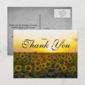 Postale Carte de remerciements de tournesols (Devant / Derrière)