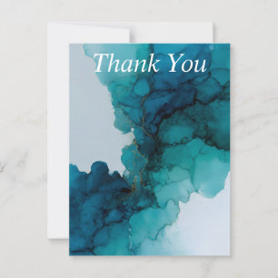 Postale Carte de remerciements d'encre d'alcool bleu et Tu