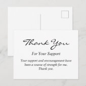 Postale Carte de remerciements élégante pour le support (Devant / Derrière)