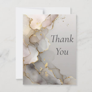 Postale Carte de remerciements en marbre neutre et or