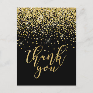 Postale carte de remerciements en or parties scintillant