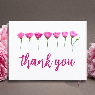 Postale Carte de remerciements - Fleurs Roses Élégantes