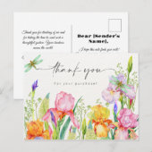 Postale Carte de Remerciements Florale Élégante (Devant / Derrière)