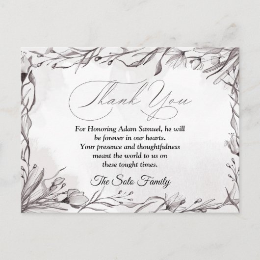 Postale Carte de remerciements funéraire (Devant)