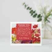 Postale Carte de remerciements gras riche en fleurs rouges (Debout devant)