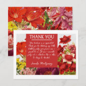 Postale Carte de remerciements gras riche en fleurs rouges (Devant / Derrière)