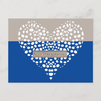 Postale Carte de remerciements latine bleu et blanc