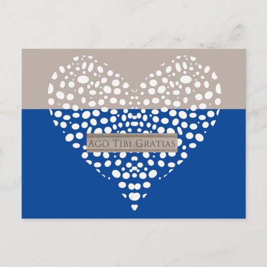 Postale Carte de remerciements latine bleu et blanc (Devant)