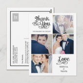 Postale Carte de remerciements Mariage de calligraphie mod (Devant / Derrière)