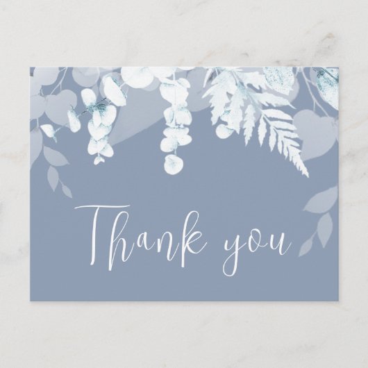 Postale Carte de remerciements Mariage Dusty Blue Boho (Devant)