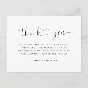 Postale carte de remerciements mariage élégant