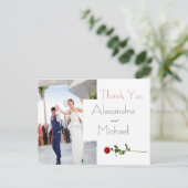 Postale Carte de remerciements Mariage floral simple et él (Debout devant)