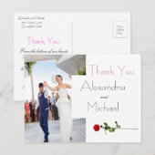 Postale Carte de remerciements Mariage floral simple et él (Devant / Derrière)