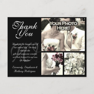 Postale Carte de remerciements Mariage personnalisable 3 p
