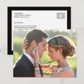 Postale Carte de remerciements Mariage pur Elegance - Noir (Devant / Derrière)