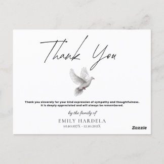 Postale Carte de remerciements minimaliste simple Memorial