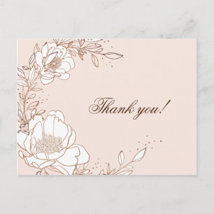 Postale Carte de remerciements Peony Rose Étalage de feuil
