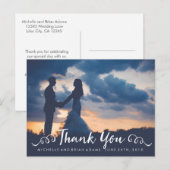 Postale Carte de remerciements photo Cursive manuscrite Ma (Devant / Derrière)