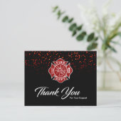 Postale Carte de remerciements pompier (Debout devant)