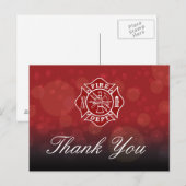 Postale Carte de remerciements pompier (Devant / Derrière)