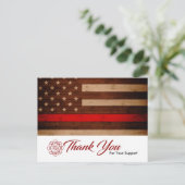 Postale Carte de remerciements pompier (Debout devant)