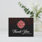 Postale Carte de remerciements pompier (Debout devant)