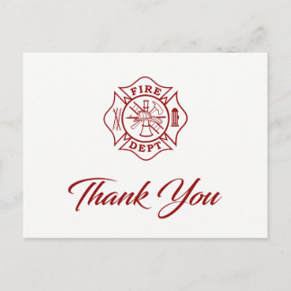 Postale Carte de remerciements pompier